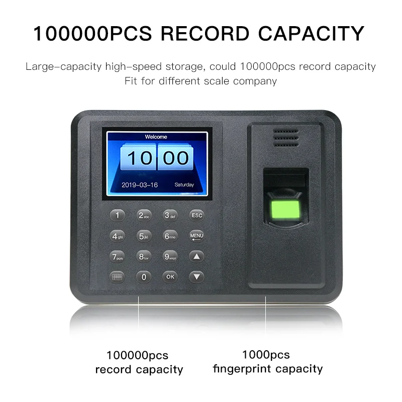 Fingerprint attendance biometric machine 2.8-inch color screen fingerprint password intelligent multilingual USB data management attendance machine