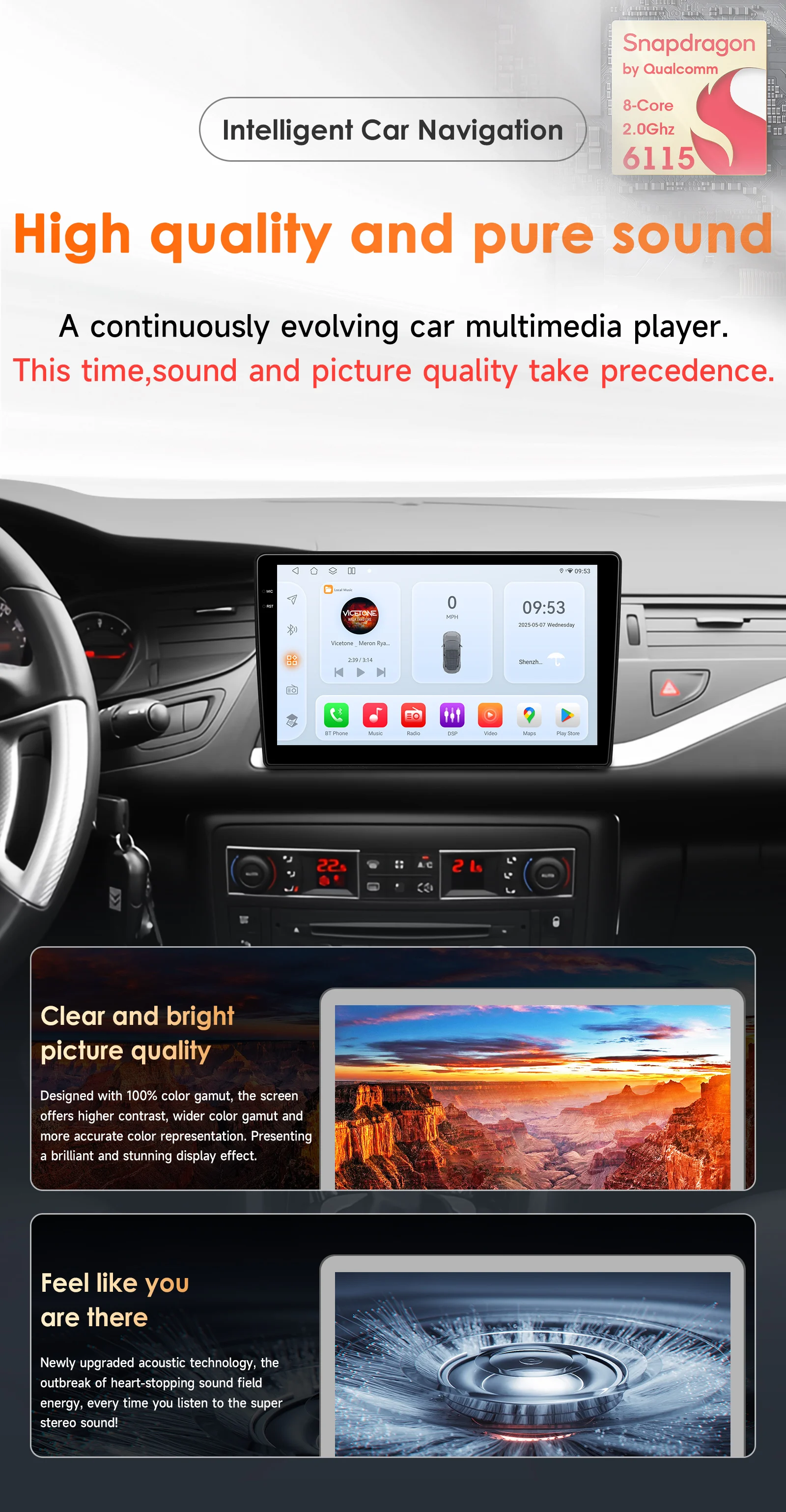 Hizpo Autoradiosysteme für Citroen C5 2008 - 2017 Multimedia-Player Android Auto Stereo GPS Kabelloses CarPlay DSP RDS Navi 4G – Detail 4