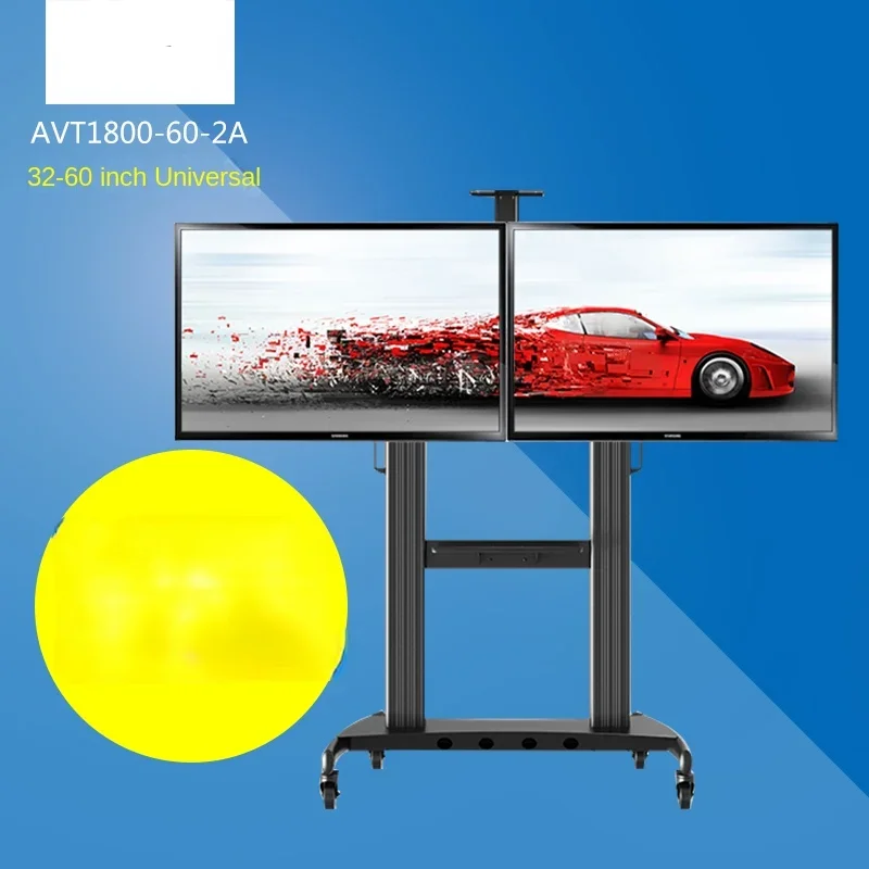 Carrello Mobile Tv Lcd Avt1800-65-2A Supporto Da Pavimento Staffa Mobile Tv A Doppio Schermo 40-65 Pollici