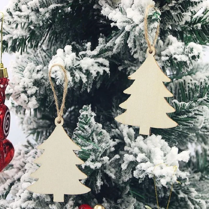 (10 Pcs/pack)7*5.5cm Christmas Tree Piece DIY Model Painted Card Christmas Decoration Creative Home Pendant Wishing Board