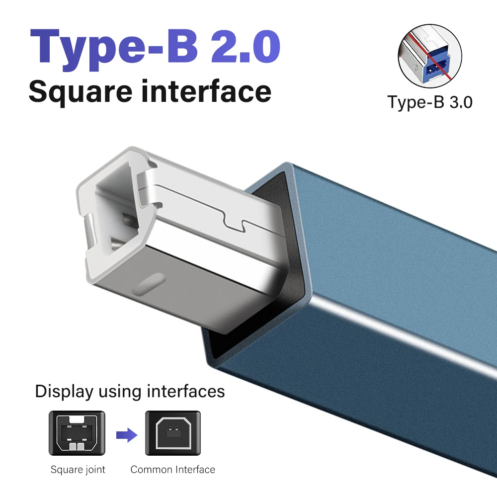 Versatile USB A/C to USB B 2.0 Cable for Printers and Scanners - Available in 1M, 2M, 3M Lengths