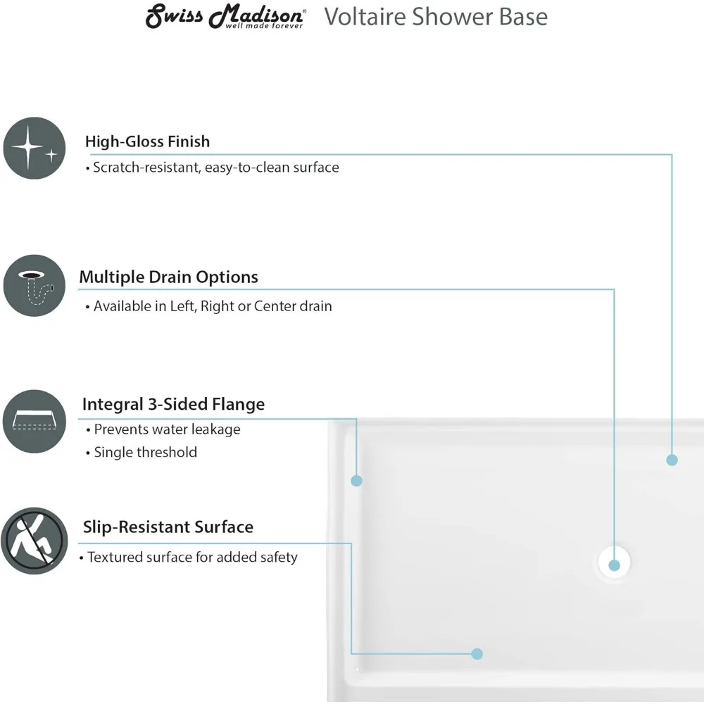 Shower Base, SM-SB510 Voltaire 48x36 Shower Base