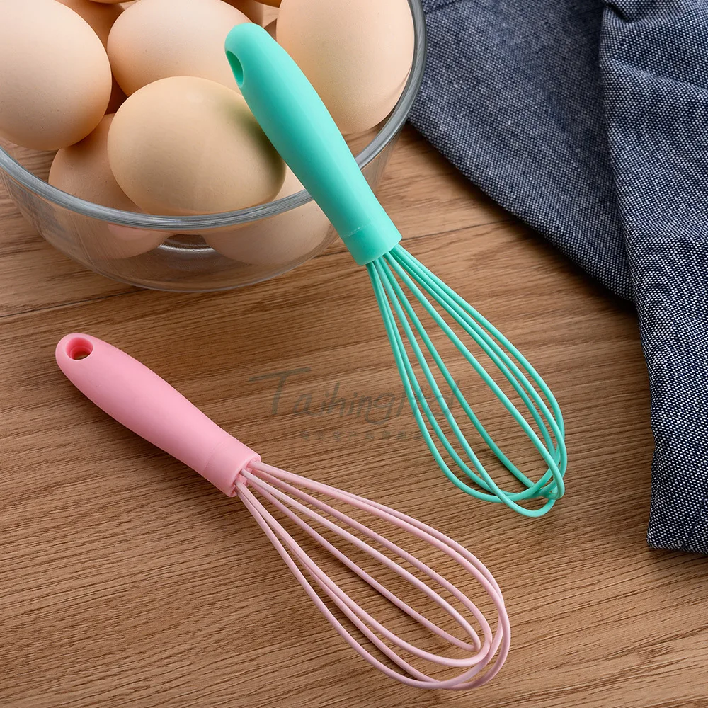 NiftyPlaza 8 inch Egg Beater Whisks Colored Silicone Mini Whisk Baking Blending Cooking Whisking Beating Stirring - Blue