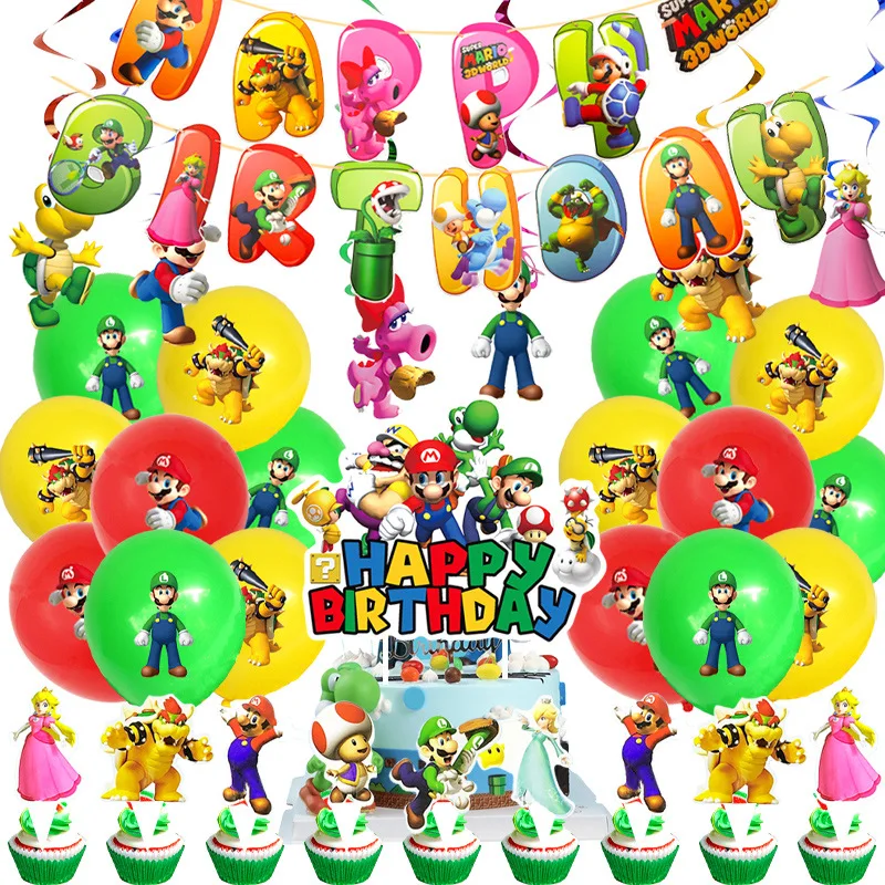 Jogo Super Mario desenhos animados Cupcake Bolo Bandeira Chliden Batismo  Comunhão Partido Fornecimento Aniversário Festival Aniversário Embalagem  Decorar - AliExpress