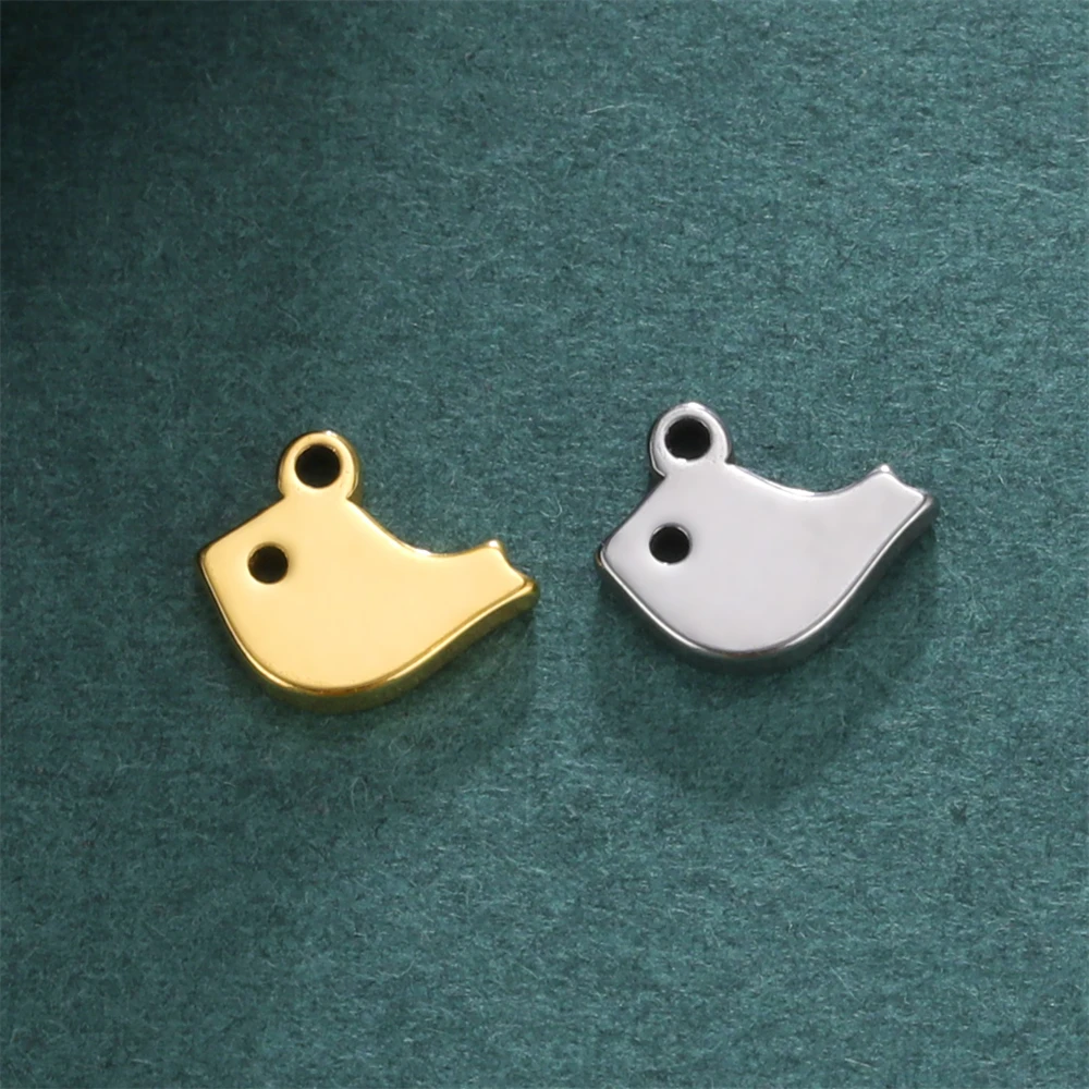 10 teile/los Großhandel Edelstahl süße Vögel kleine Anhänger Charms Halsketten Ohrringe DIY Schmuck Herstellung liefert Zubehör – Detail 5