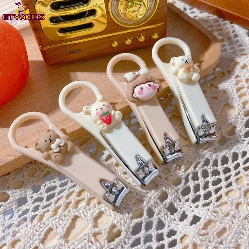 Cute Cartoon Bear Bunny Nail Clippers Anti Splash Nail Trimmer Baby Care Accessories Manicure Tools