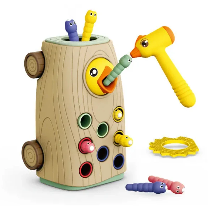 Toddler Montessori Toys Knocking Fine Motor Skills Woodpecker Catch