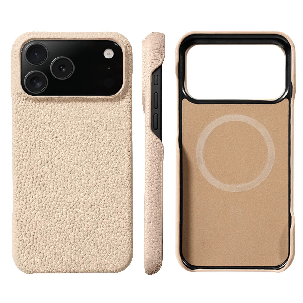 Luxurious Lychee Leather Magnetic Phone Case with Magsafe
