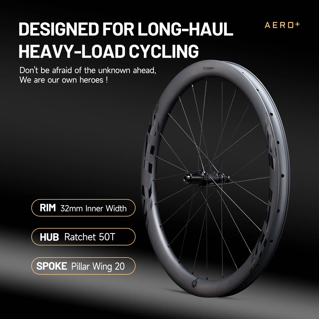 ELITEWHEELS Newest Aero+ Gravel Wheels With Wing 20 Spokes Ratchet System 50T TPI bearing Hub 32mm inner Width Carbon Wheelset