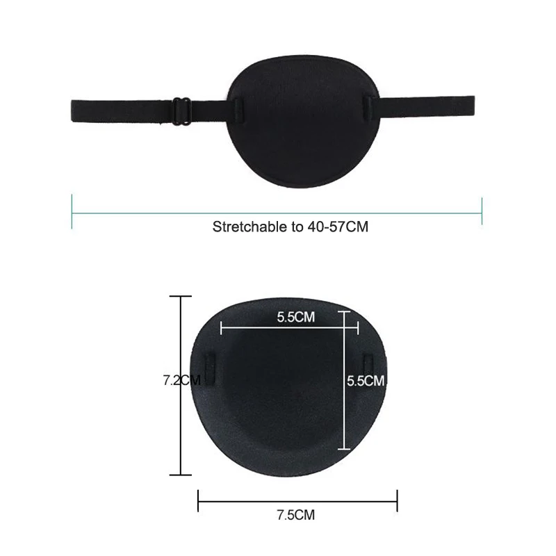 Pirate Eye Patch Unisex Black Single Eye Patch Eyepatch One Eye Washable Adjustable Concave Eye Patch Kid Pirate Cosplay Costume 6