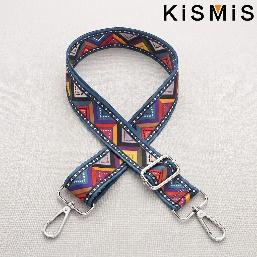 Embroidered Colorful Nylon Crossbody Strap for Women - Adjustable Fashion Shoulder Bag Accessory