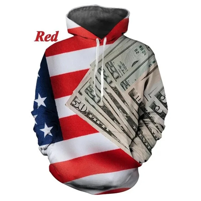 Nuevas sudaderas con capucha 3D con estampado de dólares divertidos para hombres y mujeres, sudaderas con capucha gráficas 3D personalizadas de estilo hip-hop callejero, ropa informal y cómoda para ho