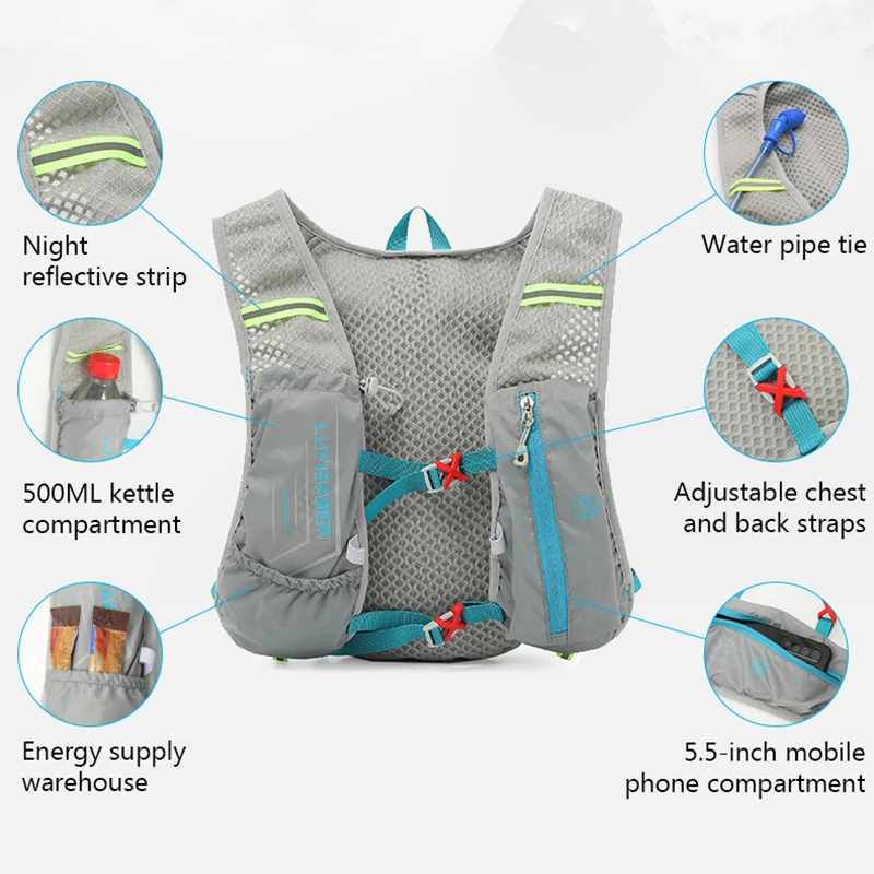 Bicycle Backpack Reflective Hydrating Vest Backpack For Men And Women Running Cycling Hiking Marathon Outdoor Sports Water Bag 5