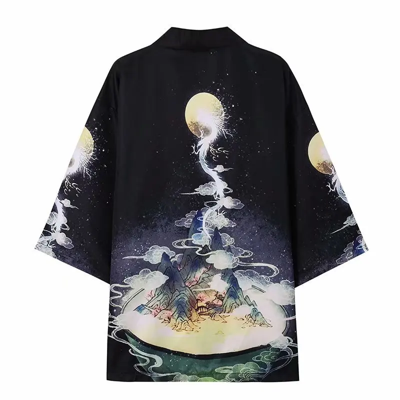 Japanese Kimono Traditional Yukata Kimono Cardigan Men Beach Thin Asian Clothes Japan Kimonos Male Fashion Casual Cardigan Shirt