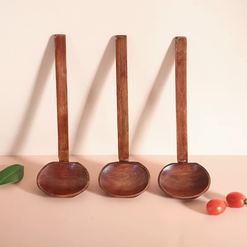 Description Picture 4 of item1Pcs Wooden Spoon Kitchen Ladles Soup Spoon Japanese Wood Serving Spoons Big Ramen Spoon Soup Noodle Hop Pot Strainer Tableware