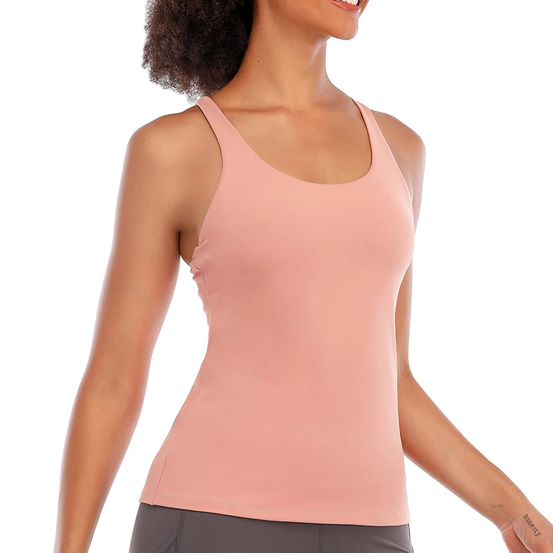 Straps Yoga Tank Top Women Running Built in Shelf Bra Sports Compression  Activewear Fitness Sleeveless Workout Wear - AliExpress