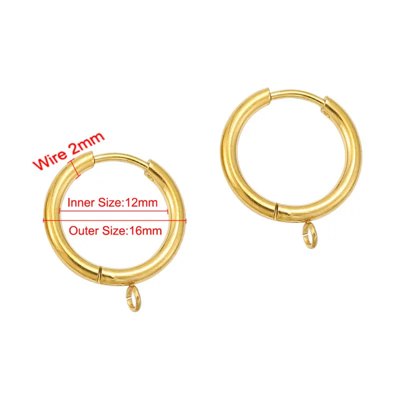 10 Stück Edelstahl 16 mm Creolen mit Biegeringen für DIY Ohrring Anhänger Frauen Schmuck Zubehör – Detail 10