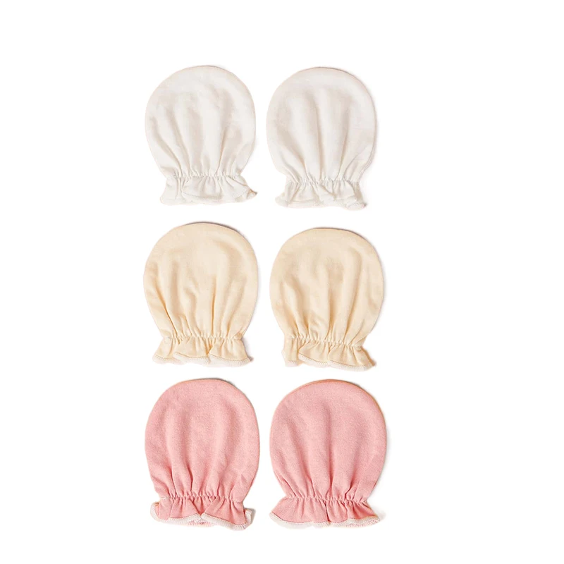 3 Pairs/Set Baby Mittens Cotton Soft Mitten Newborn Anti-eat Hand Anti-Grab Face Protect Glove 0-6M