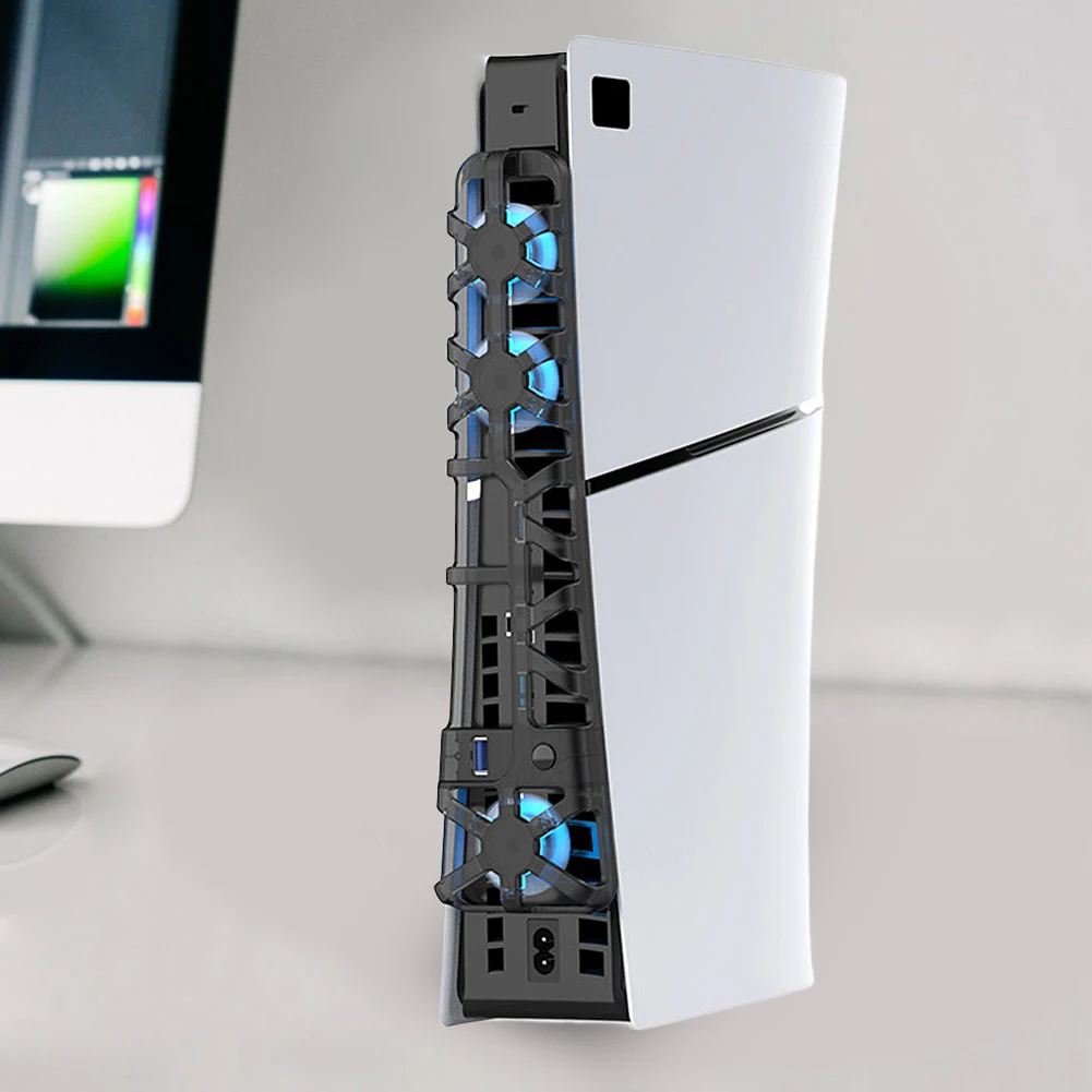 Efficient Cooling System for PS5 Slim Console with LED Light Three High Speed Fans for Optimal Gaming Performance