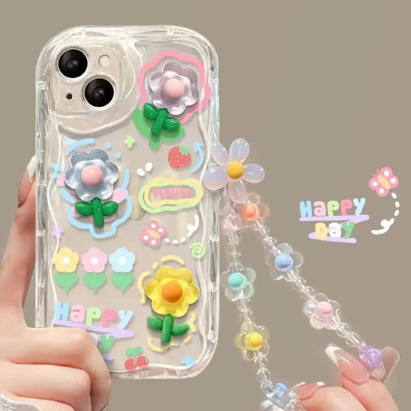 Enhanced 3D Flower Animal Phone Case with Chain