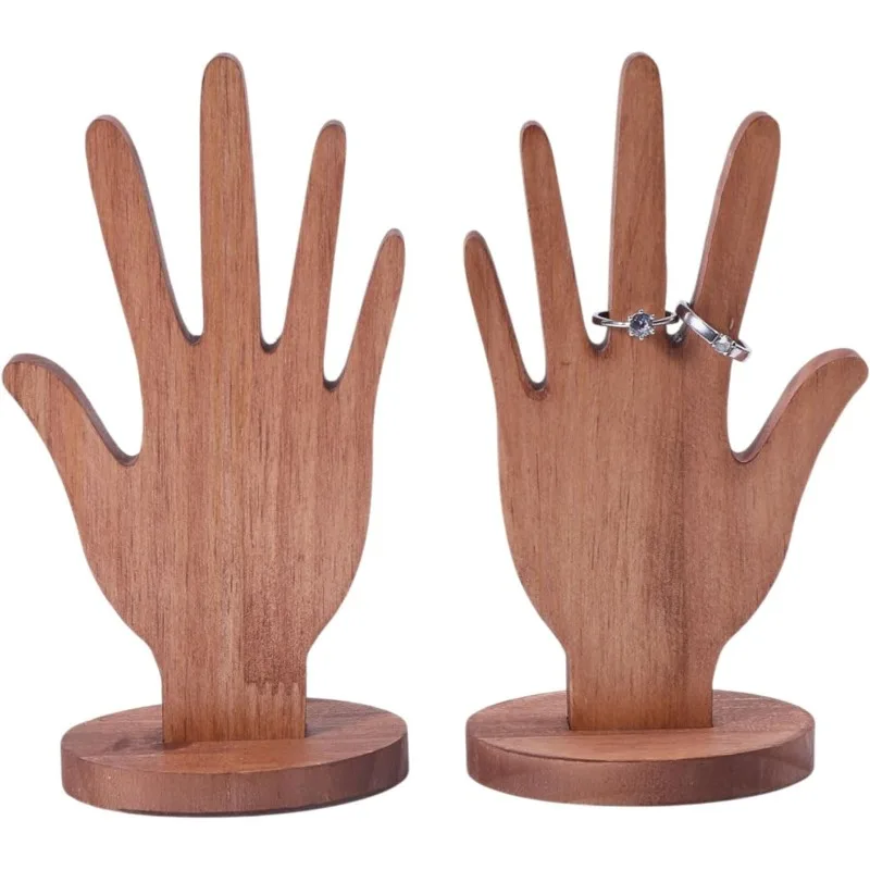 Hand Shaped Ring Display Stand, Wooden Hand Jewelry Bracelet Display Stand, Bracelet Display Stand, Walnut Wood in Two Colors