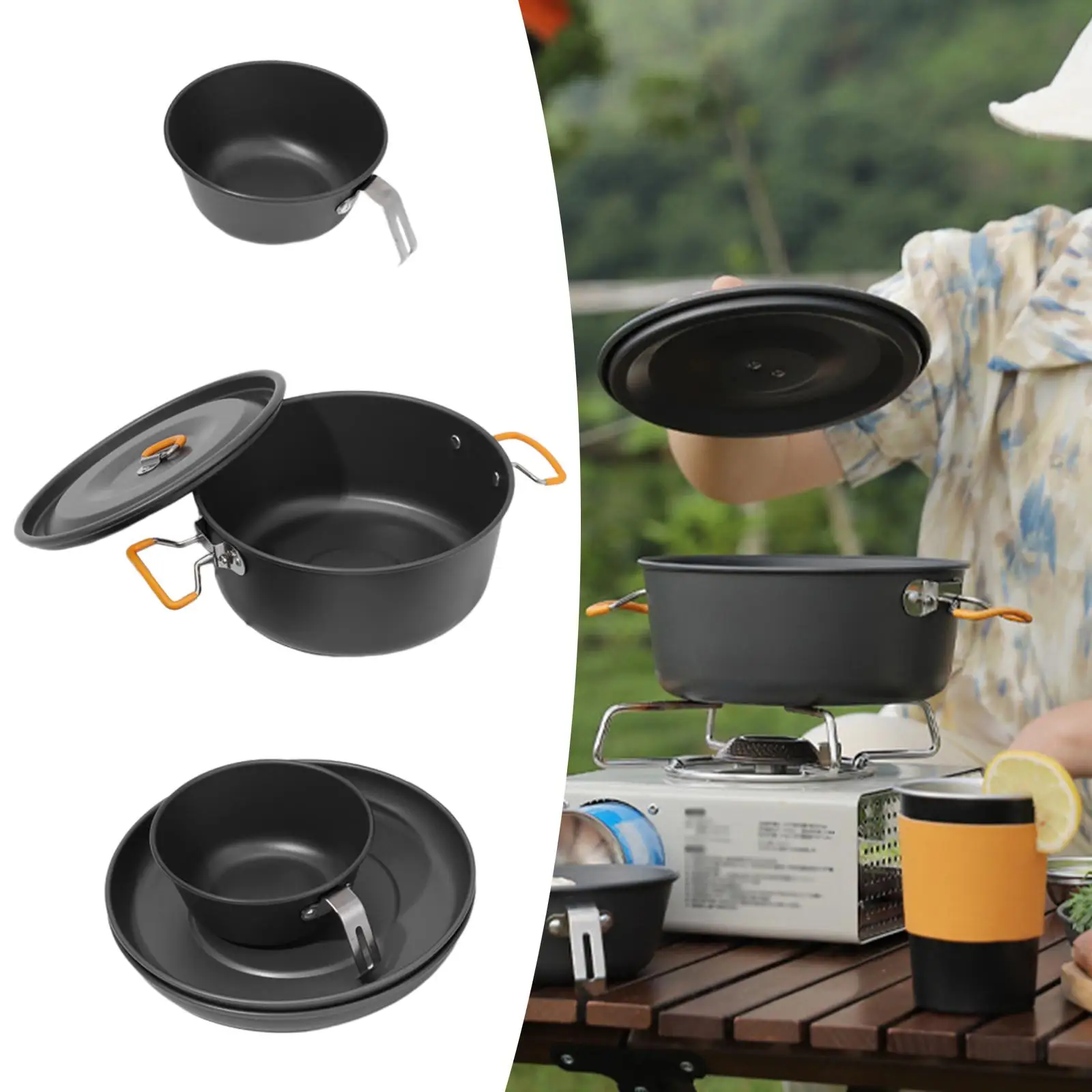 Camping Cookware Set Cooking Pot Outdoor Pot Tableware Kit Camping Hot Pot