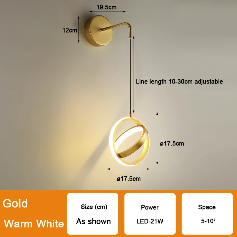 Indoor LED Wall Lamp for Bedroom Bedside with Cord Nordic 26w 21w  LED Wall Lighting Fixturs Wall Sconce for Dinning Room Decro designer wall lights