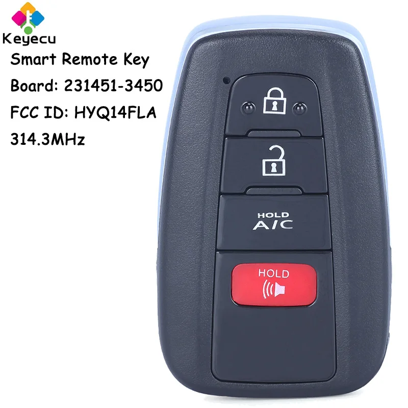 

KEYECU Smart Remote Control Car Key With 4 Buttons 314.3MHz for Toyota Prius Prime 2019 2020 2021 2022 Fob HYQ14FLA, 231451-3450