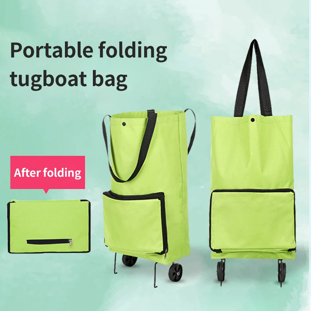 Reusable Foldable Shopping Bags Folding Trolley Bag High Capacity Storage Handbag With Wheels