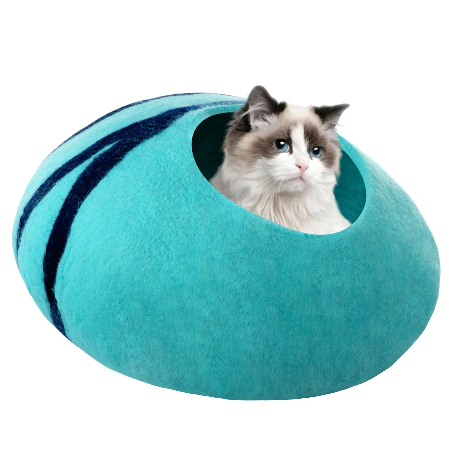 

Cat Bed Cute Felt Cloth Cat House Cave Grey Kitten Pet Basket with Cushion Indoor Winter Warm Cat Sleeping Bag Lit Pour Chat