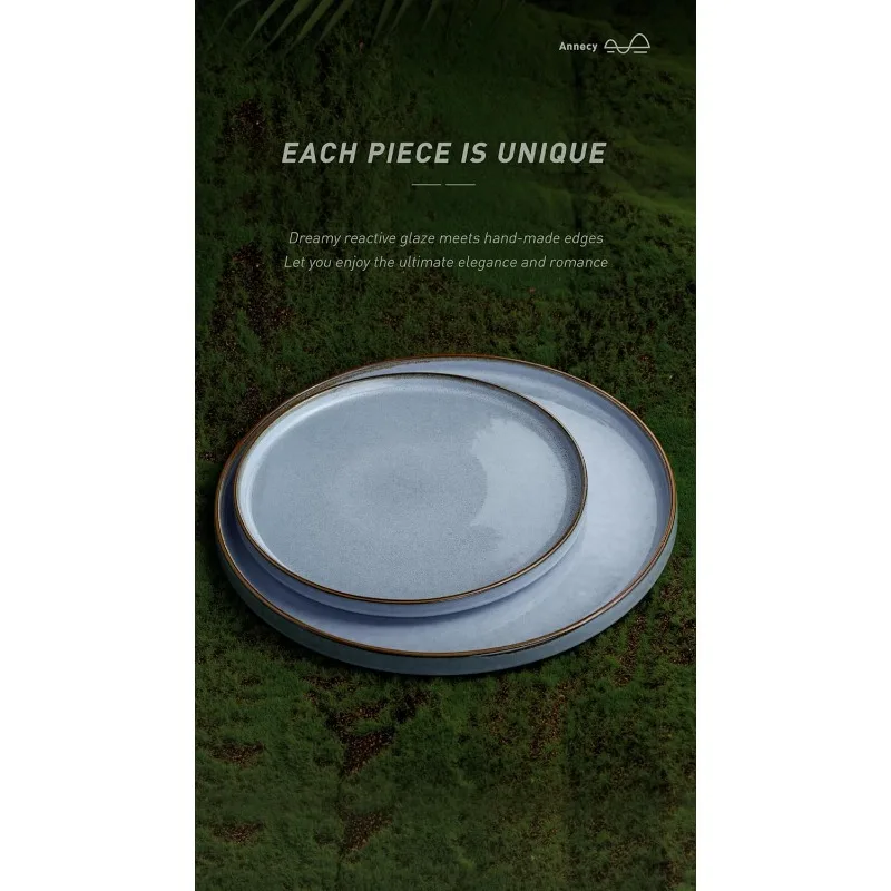 Plates and Bowls Sets, Stoneware Dinnerware Sets for 4, 12 Pieces Handmade Dinner/Dishes/Dishware/Tableware