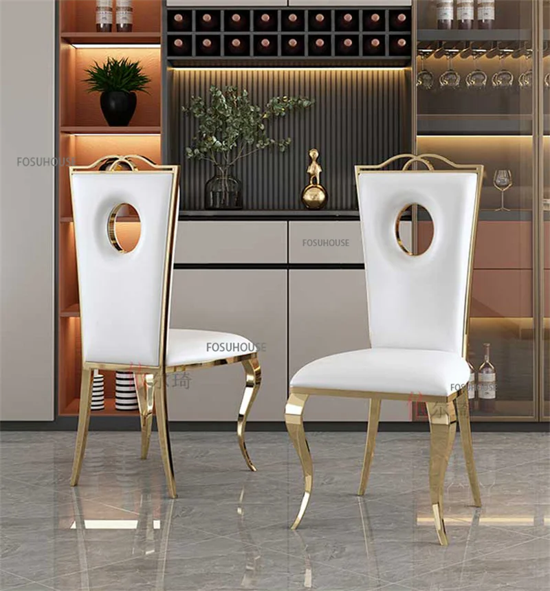 Description Picture 5 of itemStainless Steel Dining Chairs Modern Dining Table Chairs Home Furniture Nordic Flannel Dinning Chair Restaurant Backrest Chair
