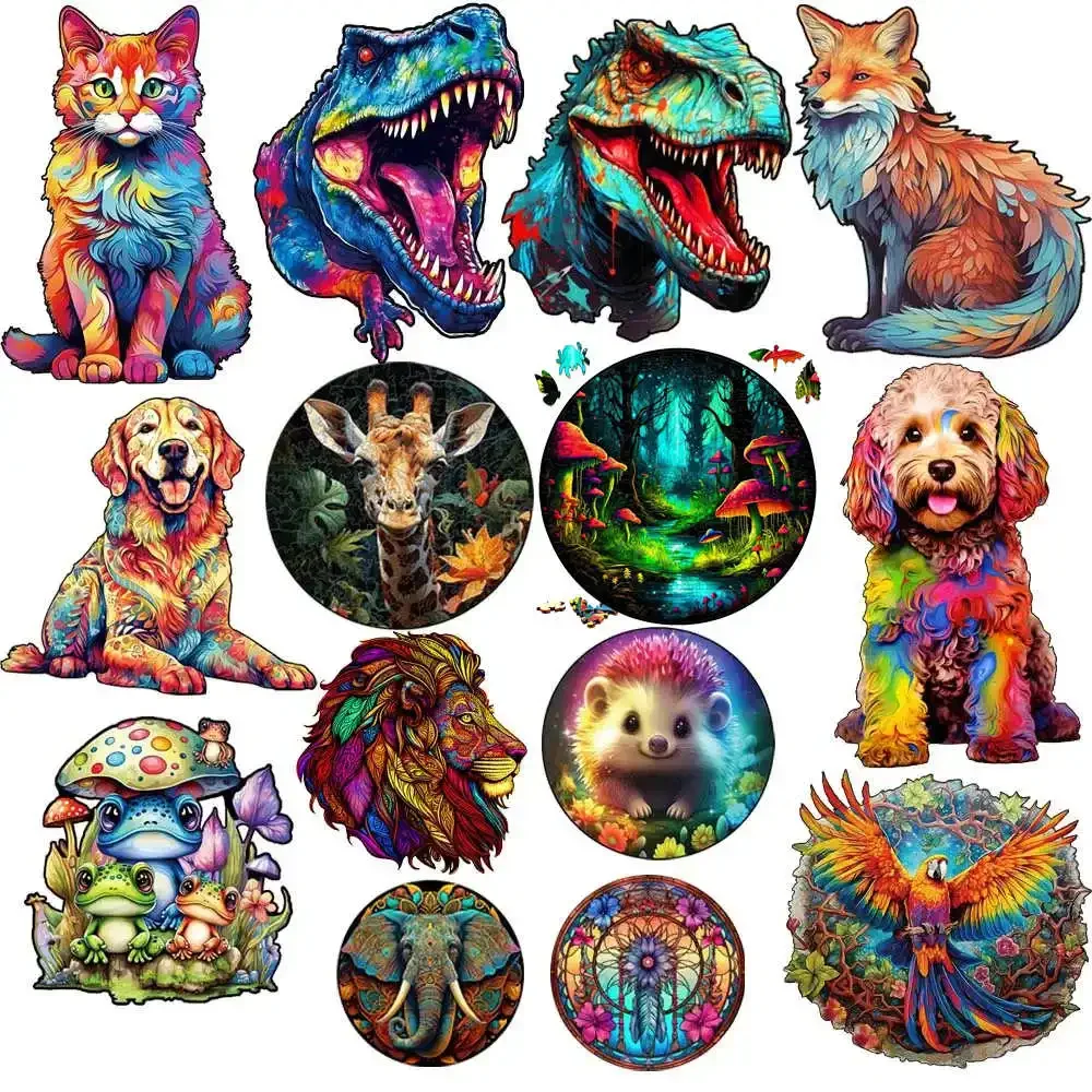 Jigsaw Puzzles Wooden Toys Colorful Turtle 3D Gift Interactive Educational For Adults Kid
