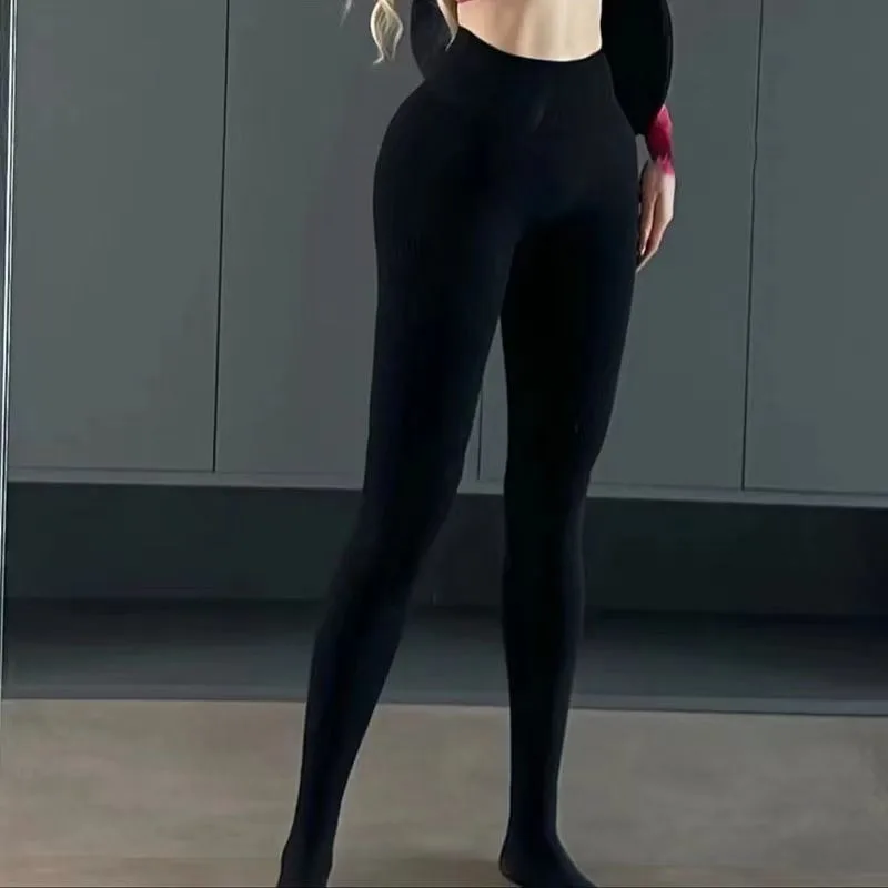 Women's Fashion Elegant Simplicity Temperament All-match High Waist Solid Color Sports Yoga Pants Bodycon Running Seamless 2