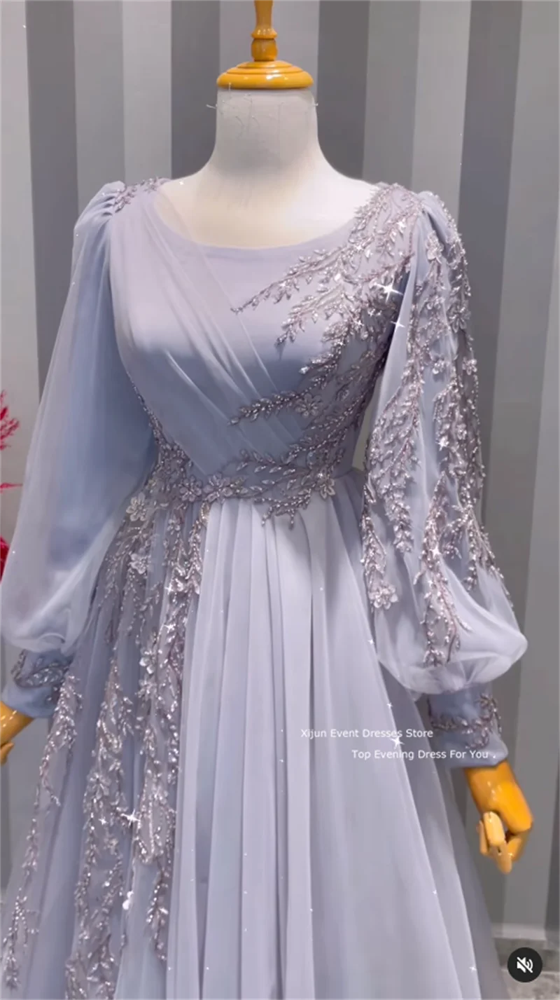 Women Prom Dresses Xijun Modest Moroccan Kaftan Evening Dubai Long Formal Party Saudi Arabia Glitter