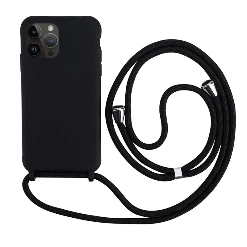 Crossbody Necklace Lanyard Cord Silicone Phone Case with Soft TPU Back Cover