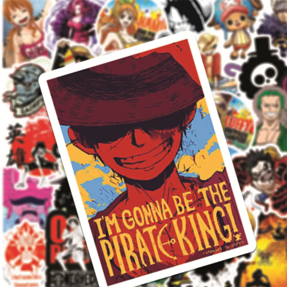 Anime stickers 50pcs One Piece Sticker Pack Waterproof Anime Stickers Cute Phone Case Kawaii Packaging Laptop Skin DIY Stationery Stickers