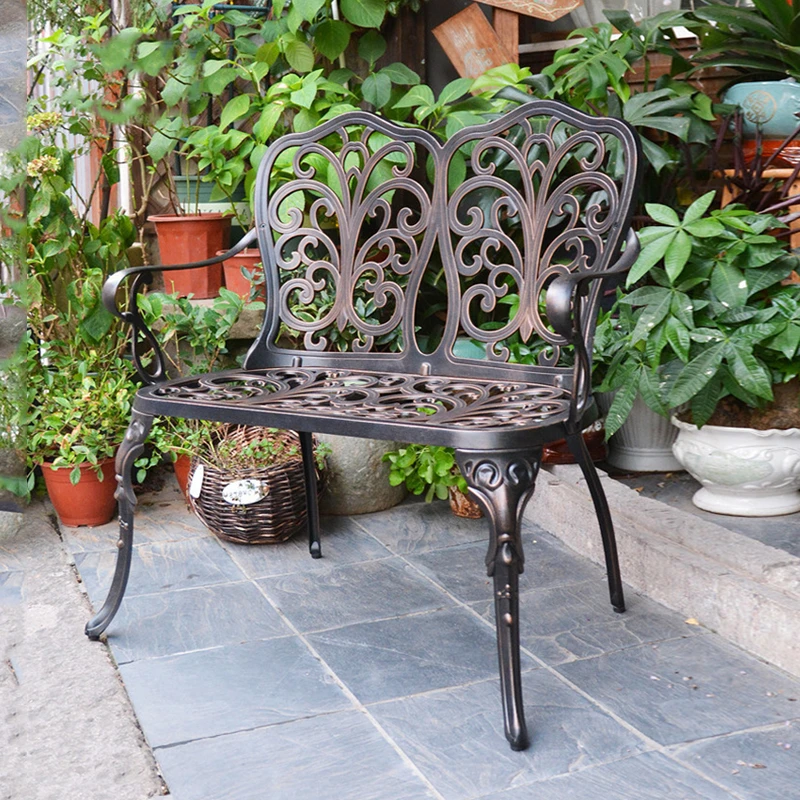 Loveseat Garden Cast Aluminum Patio Bench Chair