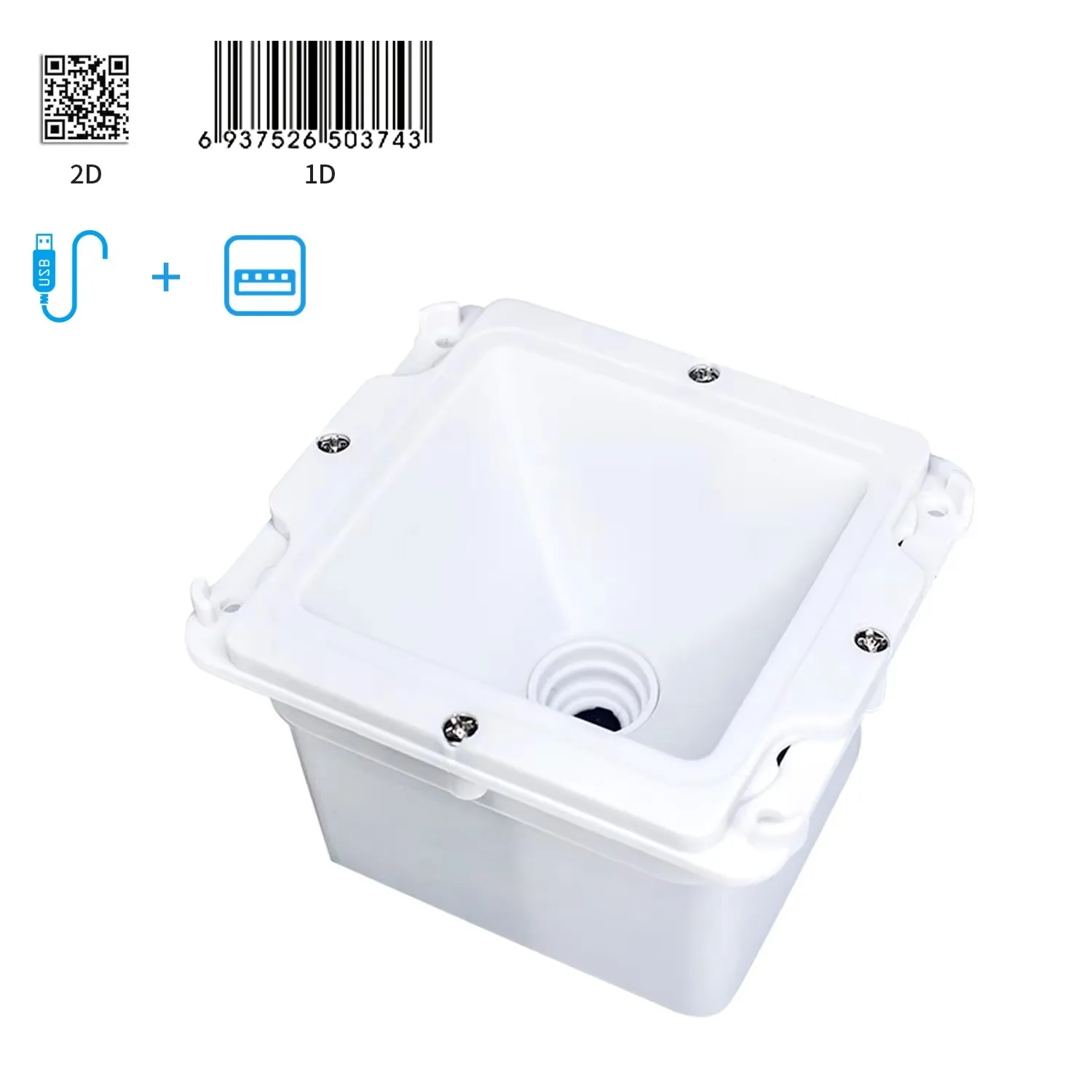 Barcode Reader with Self Sensing USB or Serial Port, Industrial Embedded Scanner, 1D, 2D, QR