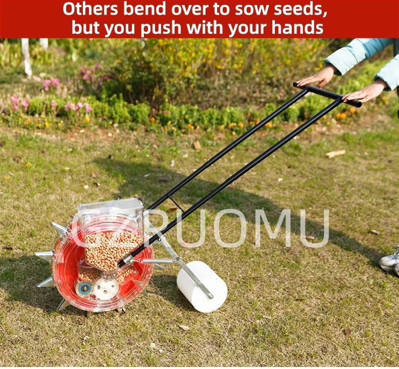 Drum Type Seeder Hand Push Multi Function Sowing Machine For Corn Peanut Soybean