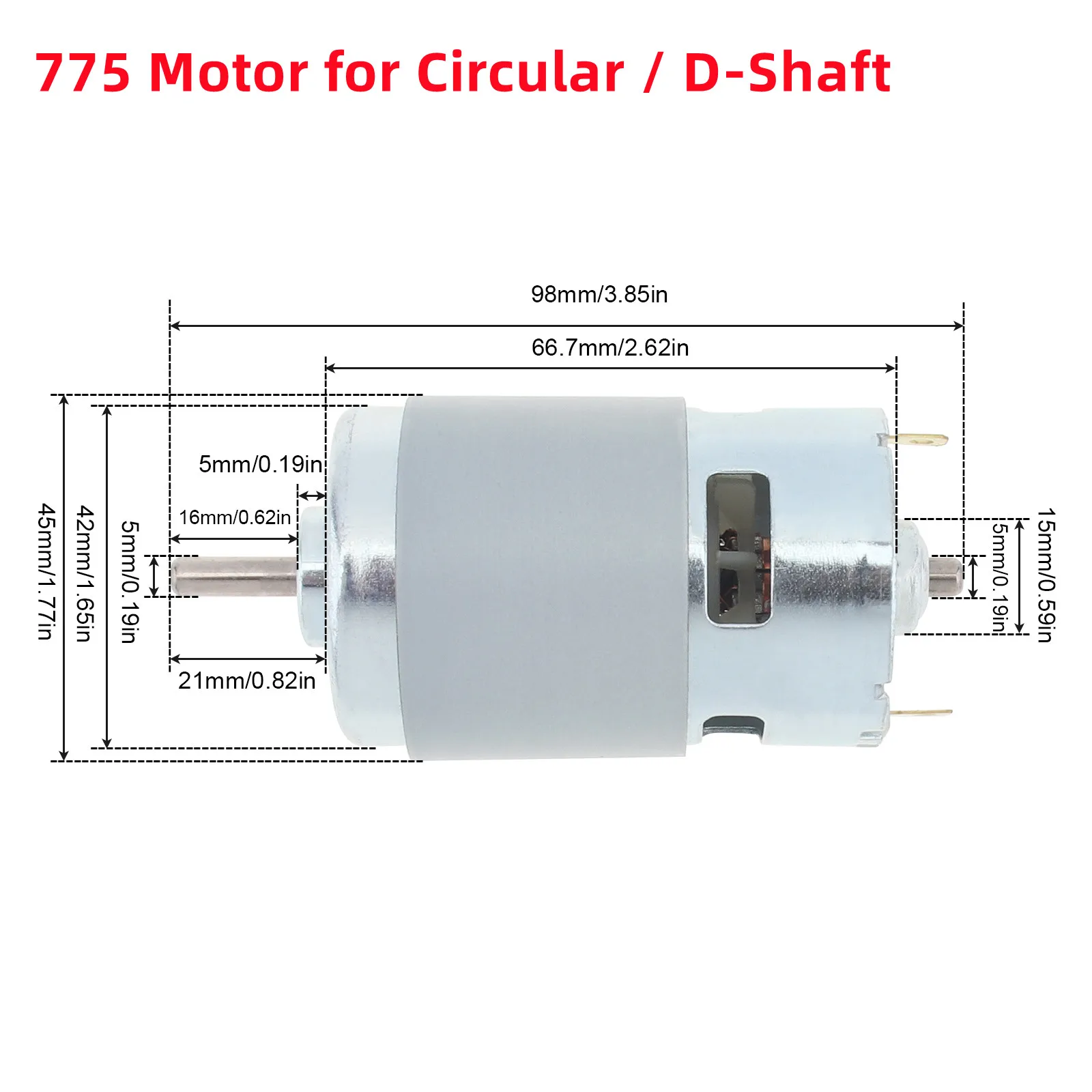 775 DC Motor 12V 24V 3000RPM-12000RPM Large Torque Micro Electric Motors for Drill Screwdriver Circular/D-Shaft/Dual Shaft