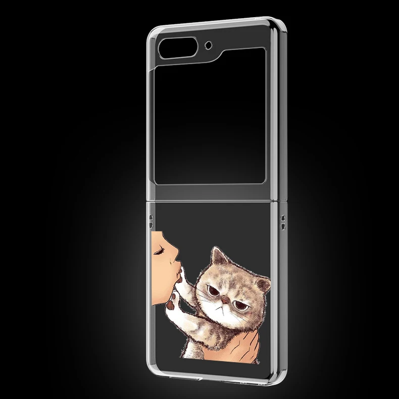 Kuss Katze niedlichen Kätzchen Cartoon harten PC Telefon Fall für Samsung Galaxy Z Flip 5 transparente Abdeckung für Galaxy Z Flip 6 faltbare Shell – Detail 7