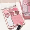 8-Color Pink Orange Eyeshadow Palette Facial Blusher Highlighter Brightening Lasting Heart-shaped Eye Shadow Makeup Cosmetics 1