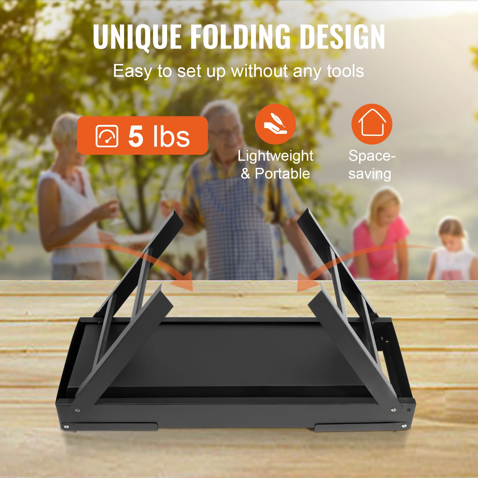 VEVOR 23in Portable Charcoal Grill Small Barbecue Grill Folding BBQ Grill Compact Foldable Grill Mini Smoker for Outdoor Cooking 3