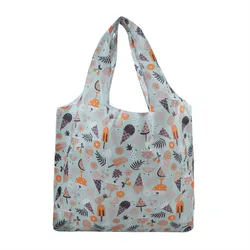 Eco - Friendly Foldable Nylon Shopping Tote - Large, Washable, Reusable, and Durable (Blue ice cream)