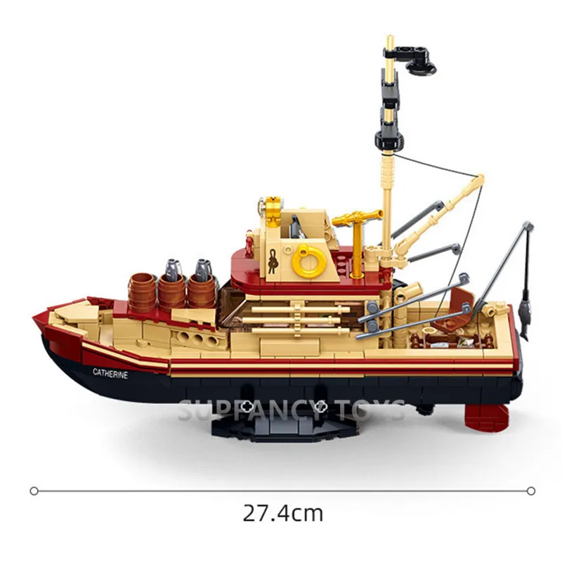 City Fishing Boat Vessel Trawlboat Model Building Blocks Set