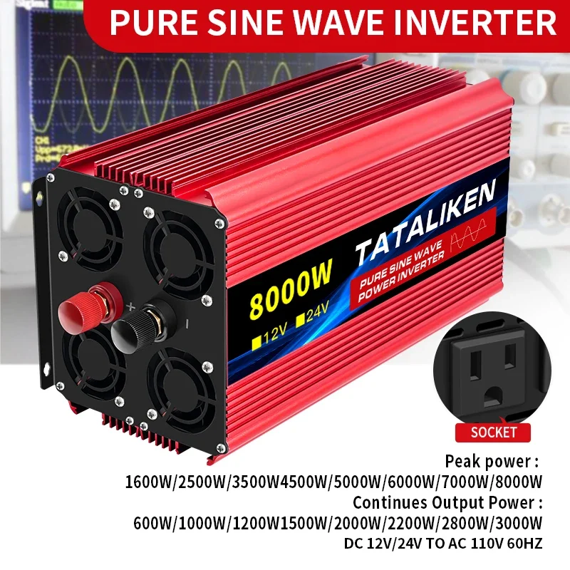 Inversores de Energia de Onda Senoidal Pura 8000w dc 12v 24v a 110v ca 220v 60hz Saídas ca para Casa rv Sistema Solar Carro