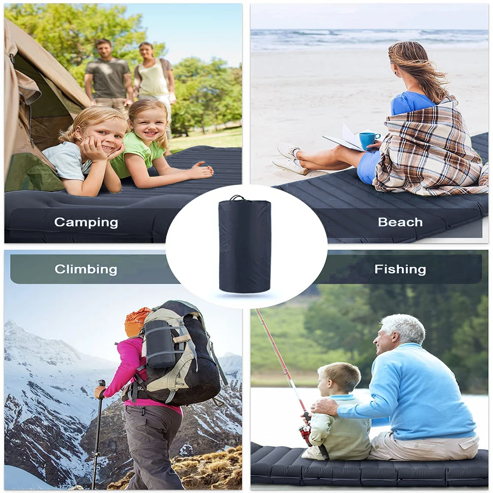 屋外インフレータブルマットレス枕付き超軽量厚みのあるスリーピングパッドスプライシング内蔵ポンプエアクッショントラベルキャンプベッド 屋外インフレータブルマットレス枕付き超軽量厚みのあるスリーピング