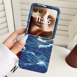 Luxury Wave Pattern Shockproof Case - Fashion 2 - Piece Set for Motorola razr 2024 (Blue)