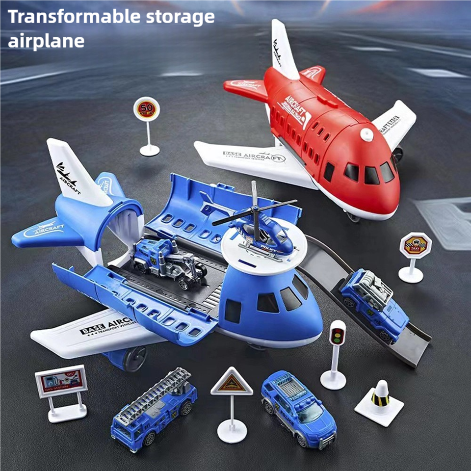 Children's Toy Airplane Set Boy Toy Multi-Functional Storage Transport Aircraft Model Road Signs Track
